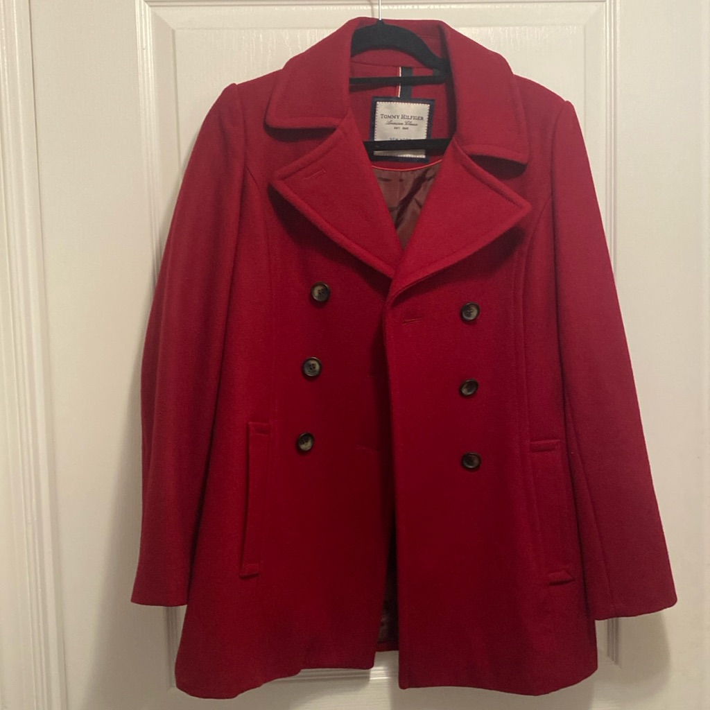 Red Tommy Hilfiger American Classical New York Wool Blend Coat Size Small